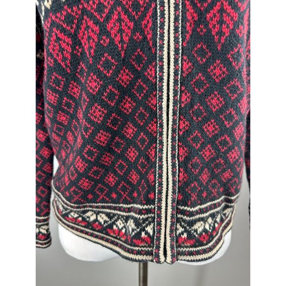 Nomadic Traders Full Zip Cardigan Sweater Red White Black Ramie Cotton Medium - Picture 7 of 16